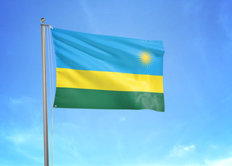 Rwanda flag waving sky background 3D illustration