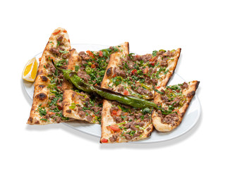 Cubed Meat Pizza, Pita with clipping path