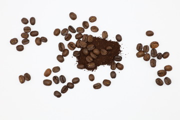 roasted coffee beans with background
