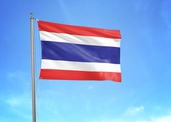 Fototapeta na wymiar Thailand flag waving sky background 3D illustration