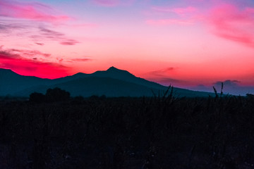 sunrise landscape between mountains in central america