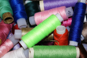 Many multi-colored threads for sewing