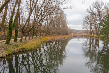 Fototapeta na wymiar Puente medieval en el paseo Machado (Soria, España).