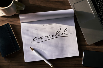 canceled handwritten across weekly agenda
