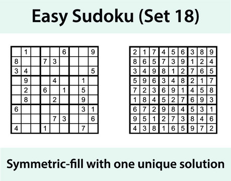 Vector Sudoku puzzle with solution - easy difficulty level