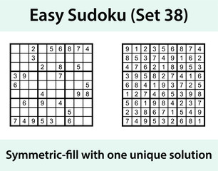 Vector Sudoku puzzle with solution - easy difficulty level