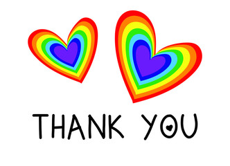 Thank you rainbow love heart vector