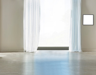 Obraz na płótnie Canvas empty room interior with concrete wall and wood floor