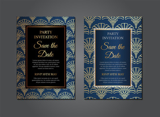 Dark Blue Art Deco Invitation Design