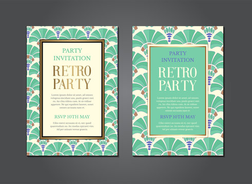 Vintage Green Art Deco Invitation Design