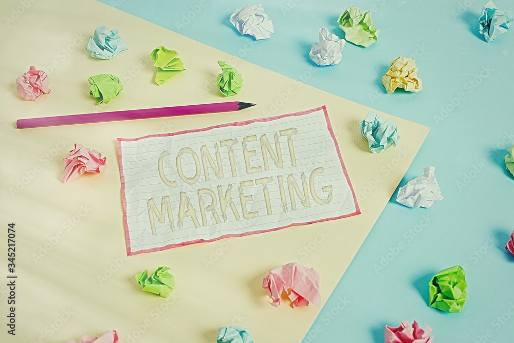 Poster conceptual hand writing showing content marketing. concept meaning involves the creation and sharing