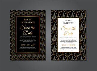Elegant Art Deco Invitation Design - obrazy, fototapety, plakaty