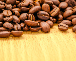 Top view of fresh Roasted arabica coffee beans, can be used as a background, Macro of coffee bean.