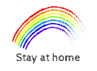 Stay at home rainbow vector coronavirus