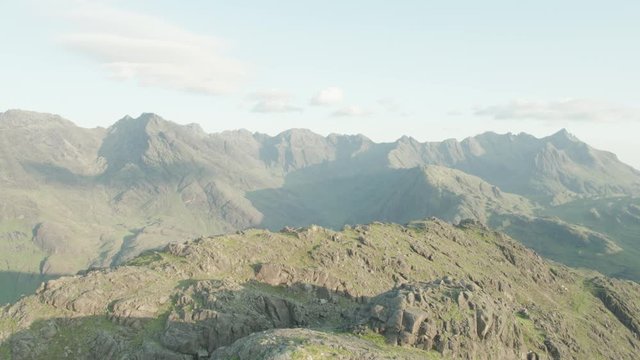 Aerial shot of the Cuillins in Scotland from Sgurr na Stri