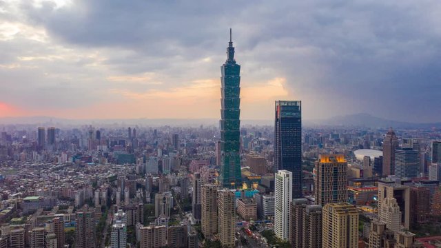 Taiwan skyline, Beautiful cityscape at sunset.