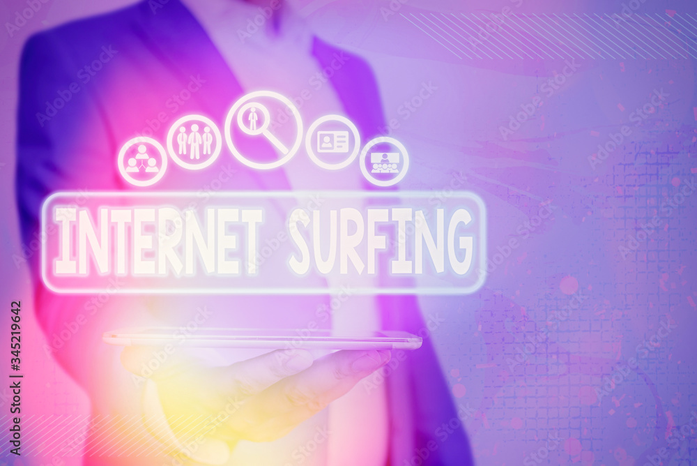 Poster handwriting text internet surfing. conceptual photo browsing hundred of websites using any installed
