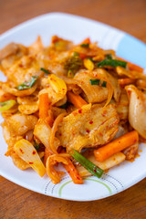 stir fried streaky pork with kimchi
