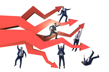 Businessman in business chart concept