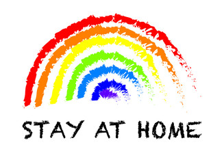 Stay at home rainbow vector coronavirus
