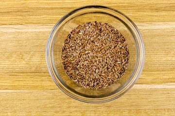 Glass Bowl Containing Whole Flaxseed