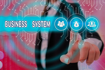 Word writing text Business System. Business photo showcasing A method of analyzing the information of organizations © A