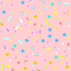 Sprinkle Cupcake Donut Topping. Seamless Pattern 