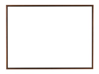 Thin wooden frame for a photo on white background