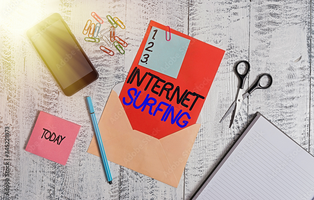 Poster conceptual hand writing showing internet surfing. concept meaning browsing hundred of websites using