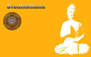 Svadhishthana chakra's symbol witha buddha.Second primary chakra