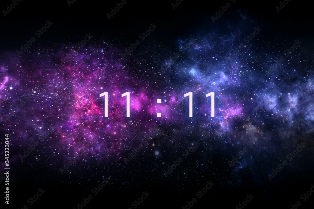 Canvas Prints inscription number 11: 11 on the galaxy background. numbers are the universal language offered by th
