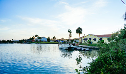Obraz premium Florida Hernando beach landscape, Luxury waterfront house 