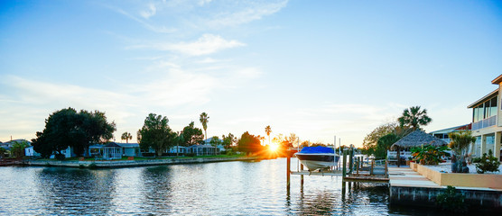 Florida Hernando beach landscape, Luxury waterfront house	