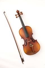 Naklejka na ściany i meble Violin and bow on white background