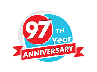 97 years anniversary logotype. Celebration 97th anniversary celebration design