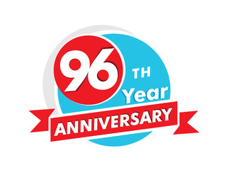 96 years anniversary logotype. Celebration 96th anniversary celebration design