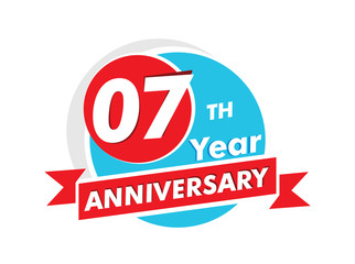 07 years anniversary logotype. Celebration 07th anniversary celebration design