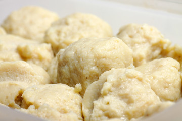 Close up shot of meat balls that made from ground meat rolled into a small ball