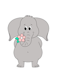 cartoon elephant trunk holding a flower