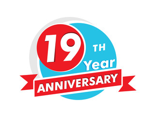 19 years anniversary logotype. Celebration 19th anniversary celebration design