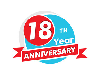 18 years anniversary logotype. Celebration 18th anniversary celebration design