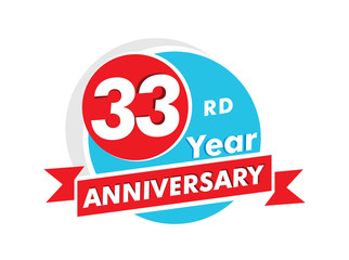 33 years anniversary logotype. Celebration 33rd anniversary celebration design