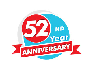 52 years anniversary logotype. Celebration 52nd anniversary celebration design