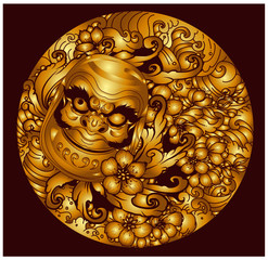 hand drawn doll Daruma and Dragon tattoo ,coloring book japanese style.Japanese old dragon for tattoo. Traditional Asian tattoo Daruma  vector.