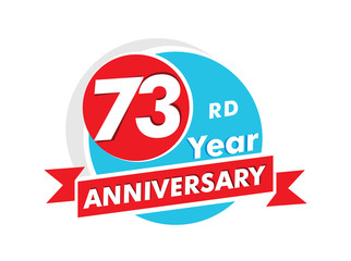 73 years anniversary logotype. Celebration 73rd anniversary celebration design