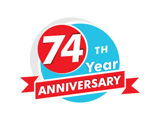 74 years anniversary logotype. Celebration 74th anniversary celebration design