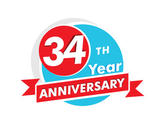 34 years anniversary logotype. Celebration 34th anniversary celebration design