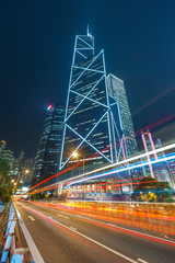 Fototapeta na wymiar Night traffic in urban in Hong Kong