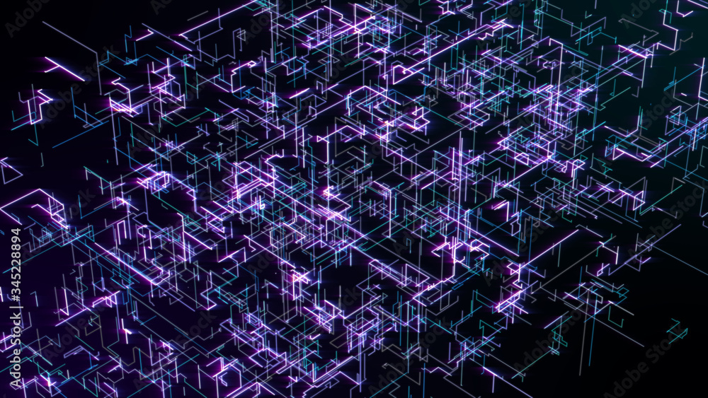 Aufkleber Abstract Futuristic Big Data Dot Structure Background Technology. Complex Data Graphic Visulization In Global Communication Network Illustration.