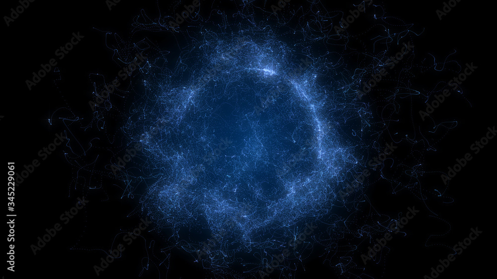 Poster planet sphere magic wave consisting element particles background.